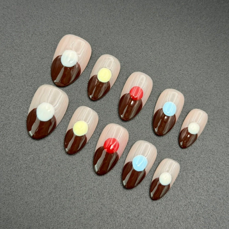 Funky French Tip Press On Nails | Dot Detail Set
