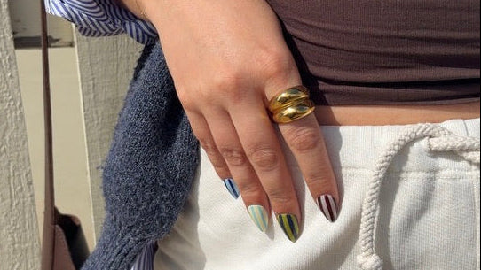 Stripe Funky Press-On Nails | Mixed Stripes Nails | Summer Nail Art