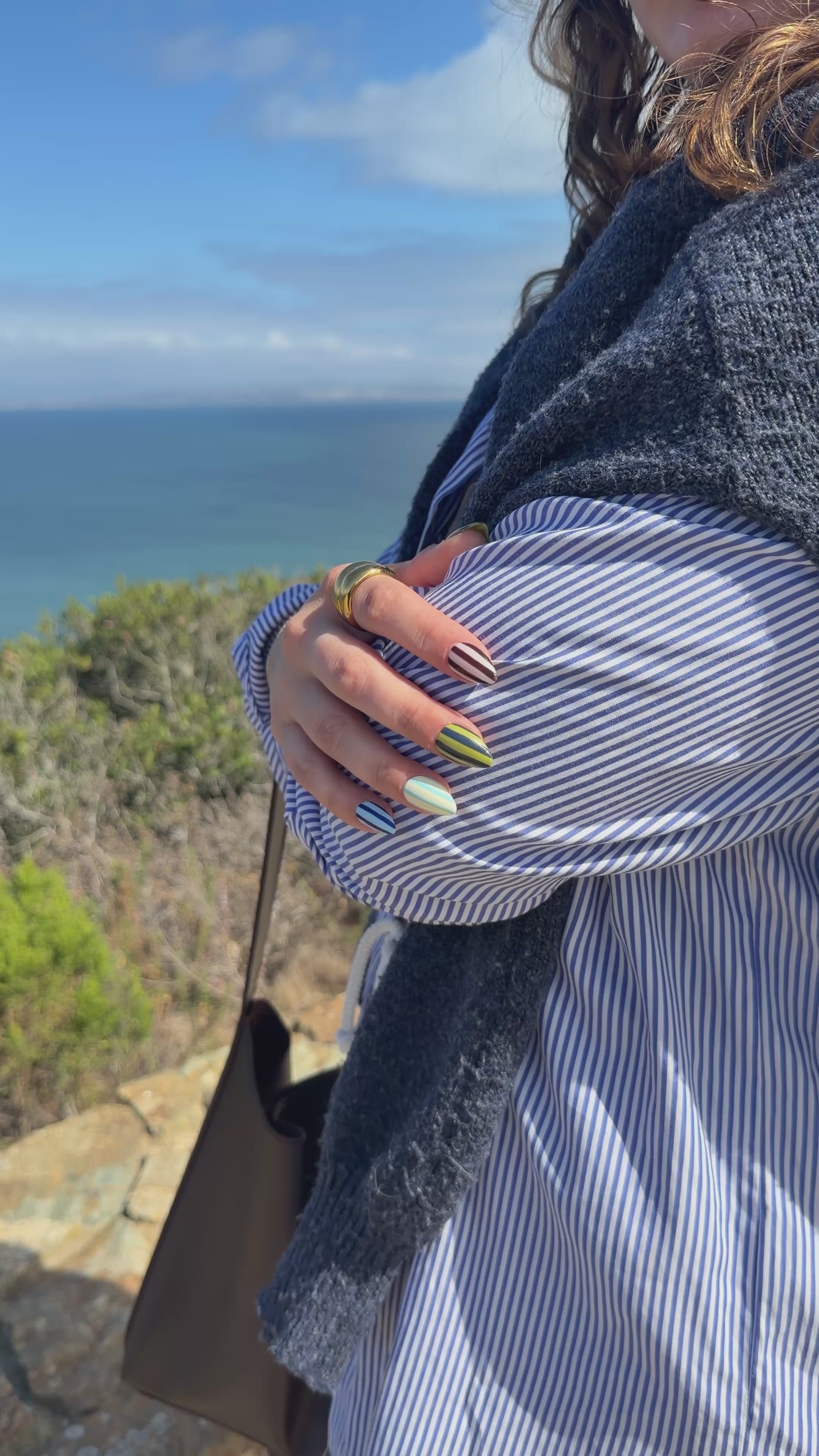 Stripe Funky Press-On Nails | Mixed Stripes Nails | Summer Nail Art