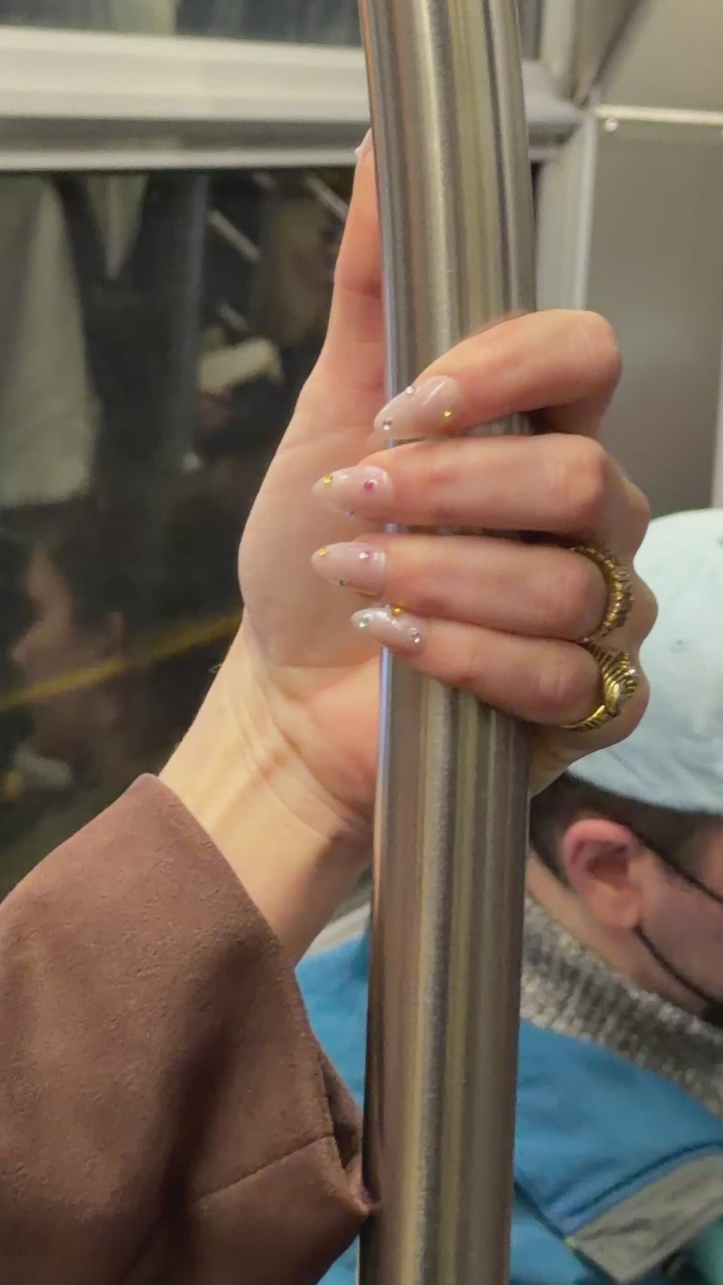 Milky Nude Press-On Nails | Rhinestone Scatter Set